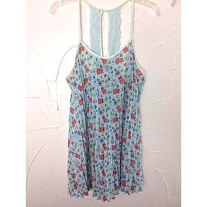 Venus Floral Baby Doll Nightie Womens Size Large Lace Racer Back Stretchy‎